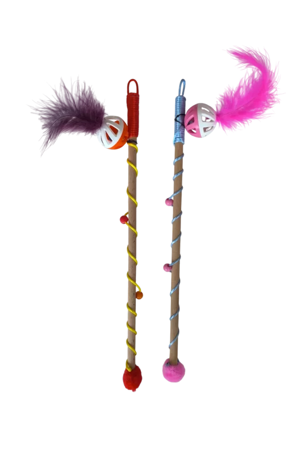 Sesli Toplu Tüylü Kedi Oltası 40-50 cm Renkli