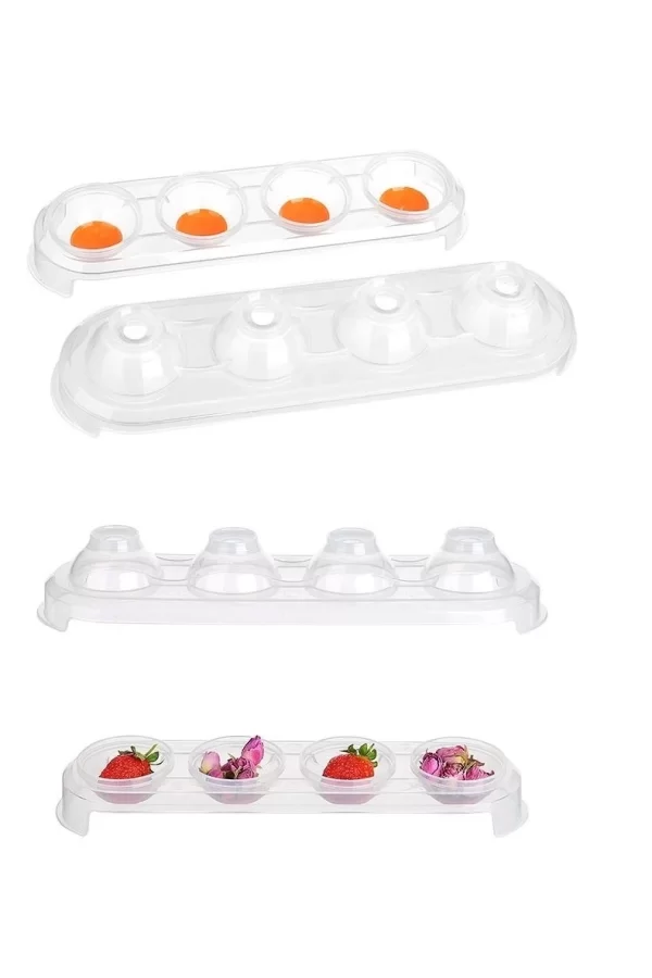 Silikon Tabanlı 4 Bölmeli Şeffaf Buz Kalıbı Yuvarlak Buzluk