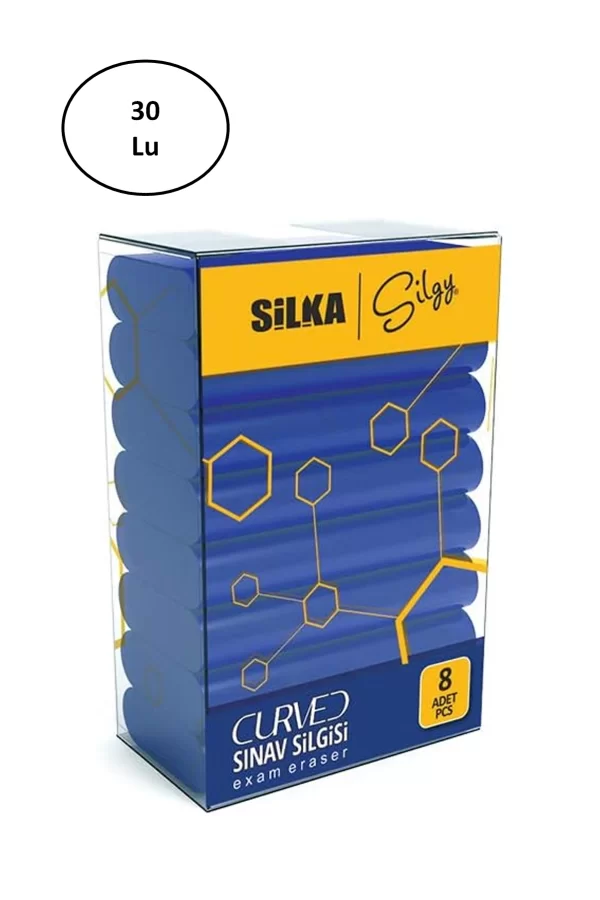 Silka Curved Sınav Silgisi 8li 30lu