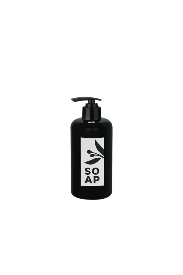 Sıvı Sabunluk Yuvarlak Plastik Pompalı 500 Ml - Siyah