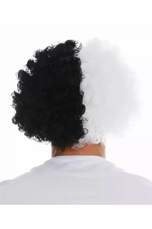 Siyah Beyaz Kıvırcık Afro Bonus Taraftar Peruğu