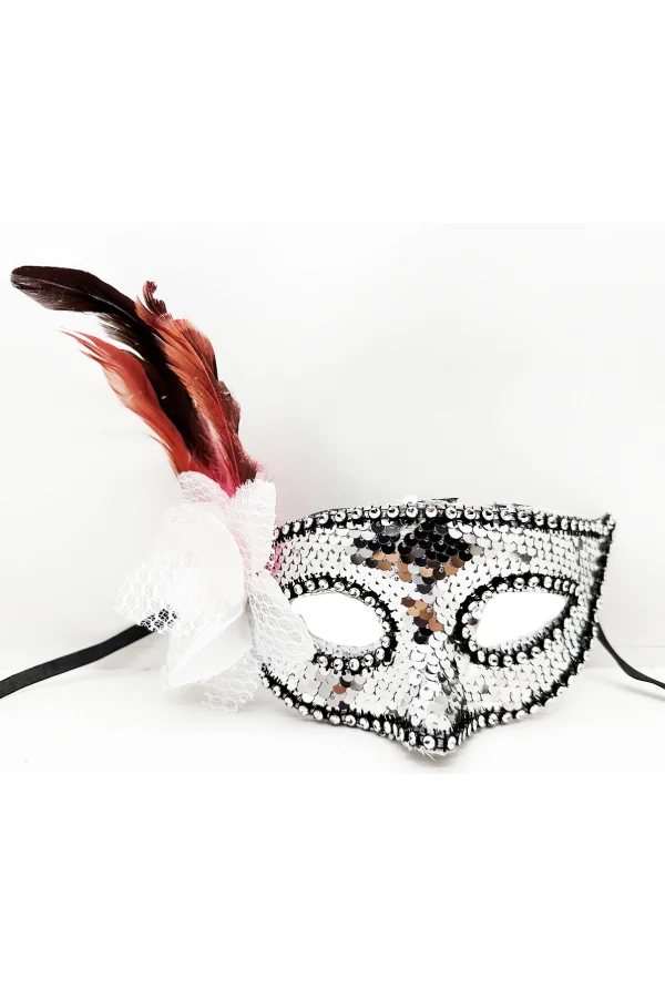 Siyah Kadife Rengarenk Pullu Maske