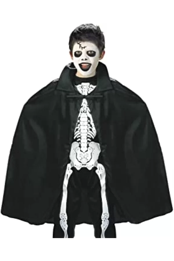 Siyah Renk Yakalı Halloween Pelerini 90 Cm