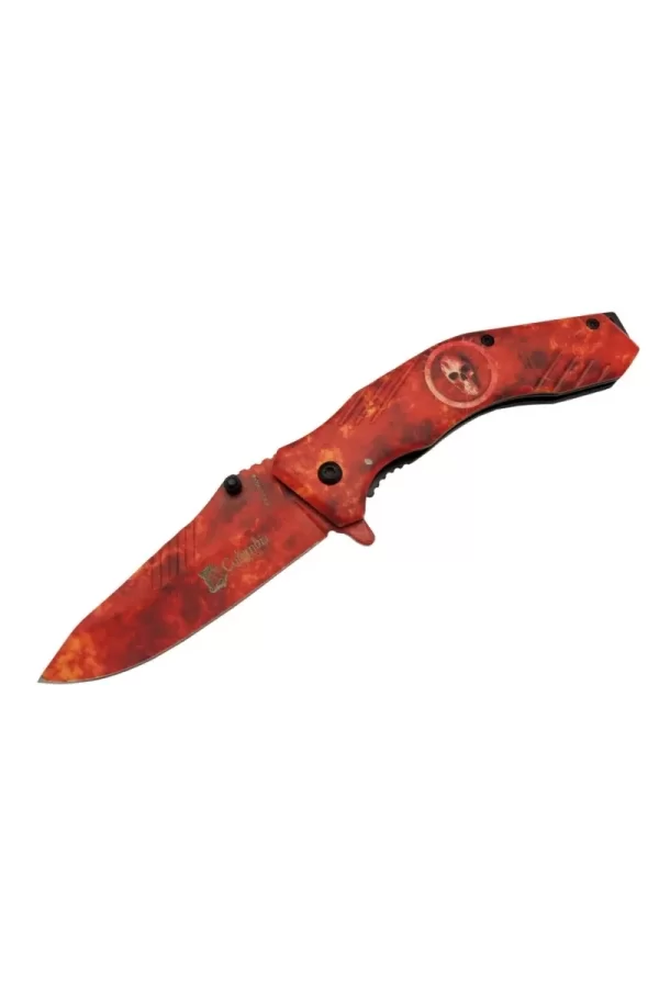 Skeleton 7000b Kamp Çakı 20 Cm - Kırmızı İskelet Desenli, Otomatik
