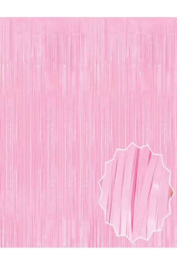 Soft Pembe Püsküllü Kapı Perdesi - Parti, Baby Shower, Cinsiyet Partisi 1x2 M