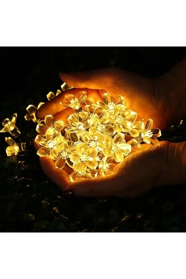 Solar 30 Ledli Çiçekli Günışığı Bahçe Aydınlatma Dekorasyon Güneş Enerjili