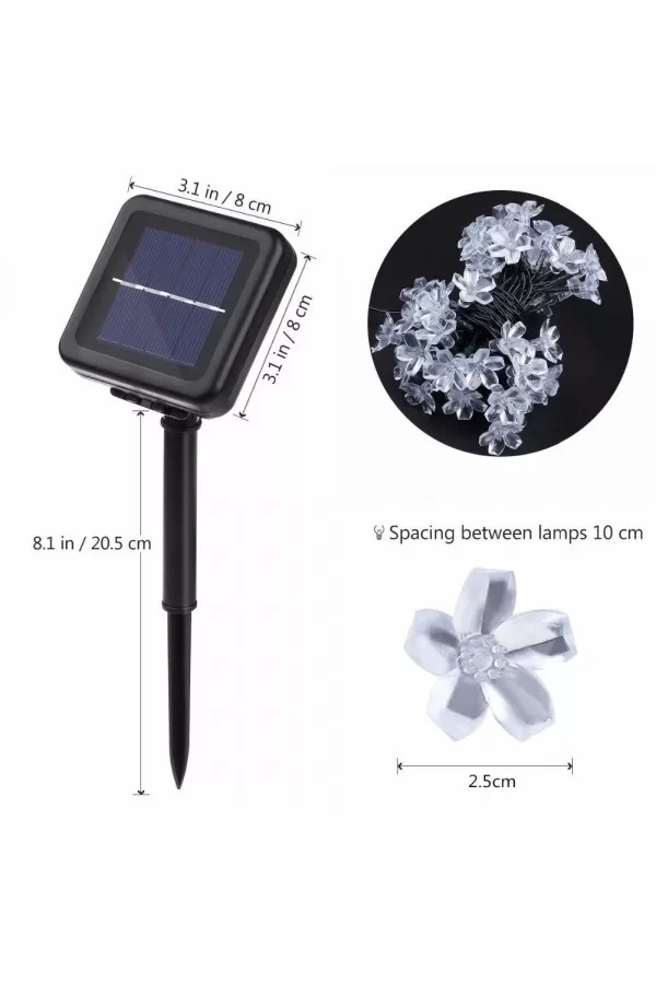 Solar 30 Ledli Çiçekli Günışığı Bahçe Aydınlatma Dekorasyon Güneş Enerjili