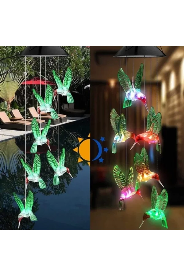 Solar Led Işıklı Kuşlu Bahçe Dekoru 6 Ledli,Renkli Işık