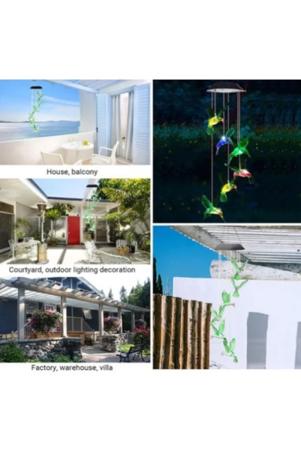 Solar Led Işıklı Kuşlu Bahçe Dekoru 6 Ledli,Renkli Işık