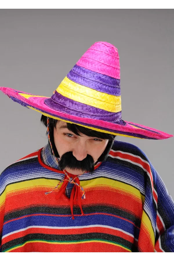 Sombrero Meksika Şapkası Renkli Örme Hasır Yetişkin Boy