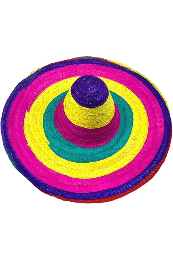 Sombrero Meksika Şapkası Renkli Örme Hasır Yetişkin Boy