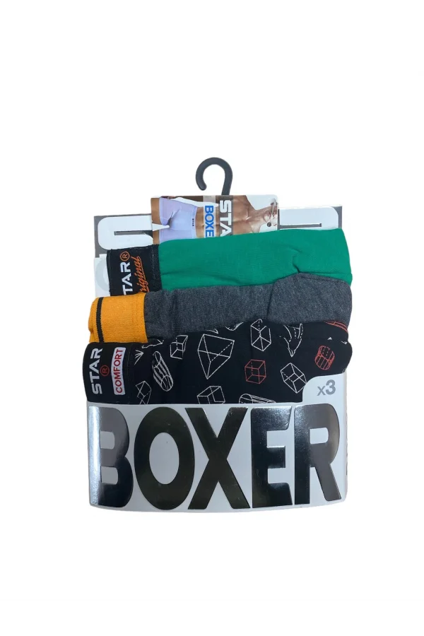 Star 105 Desenli Jakar Erkek 3lü Kemer Boxer