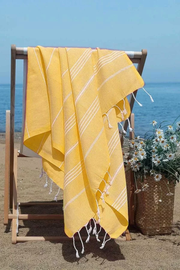 Summer Wind Soft &#37;100 Pamuk Peştemal 100x180 cm Sarı