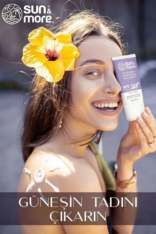 Sun More 50 SPF Güneş Yüz Kremi Kuru Ciltler için 50ML - Güneşin Zararlı Etkilerinden Koruyan Nemlendirici Yüz Kremi