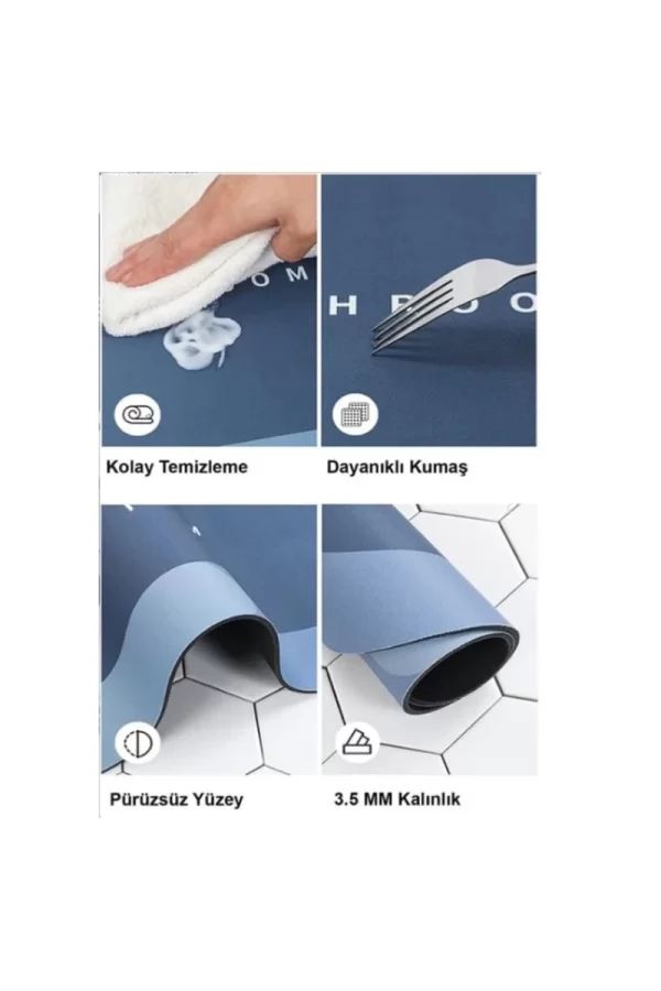 Süper Su Emici Kaymaz Tabanlı Banyo Paspası ( 40*60 )cm
