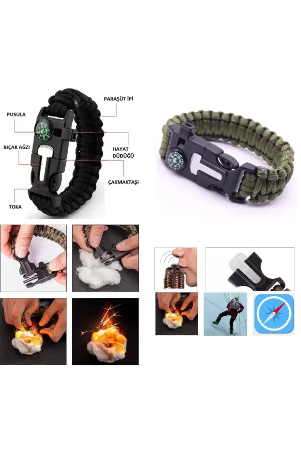 Survival Bileklik - Sos Multi Fonksiyonlu Hayatta Kalma Bilekliği