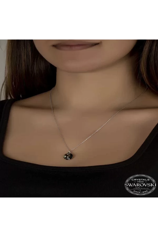 Luz&Pos Swarovski Crystal İris Yeşil Taşlı Gümüş Kadın Kolye