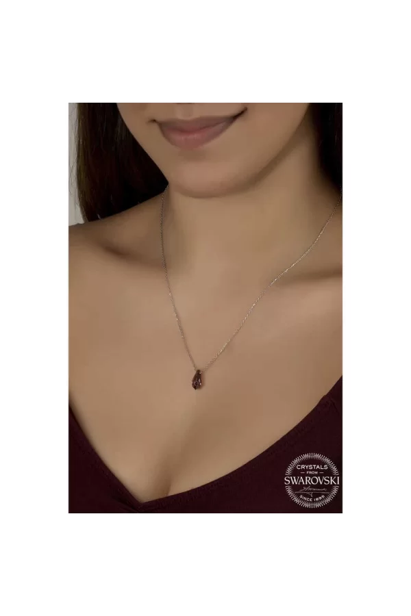 Luz&Pos Swarovski Crystal Taşlı Ametist Gümüş Kadın Kolye