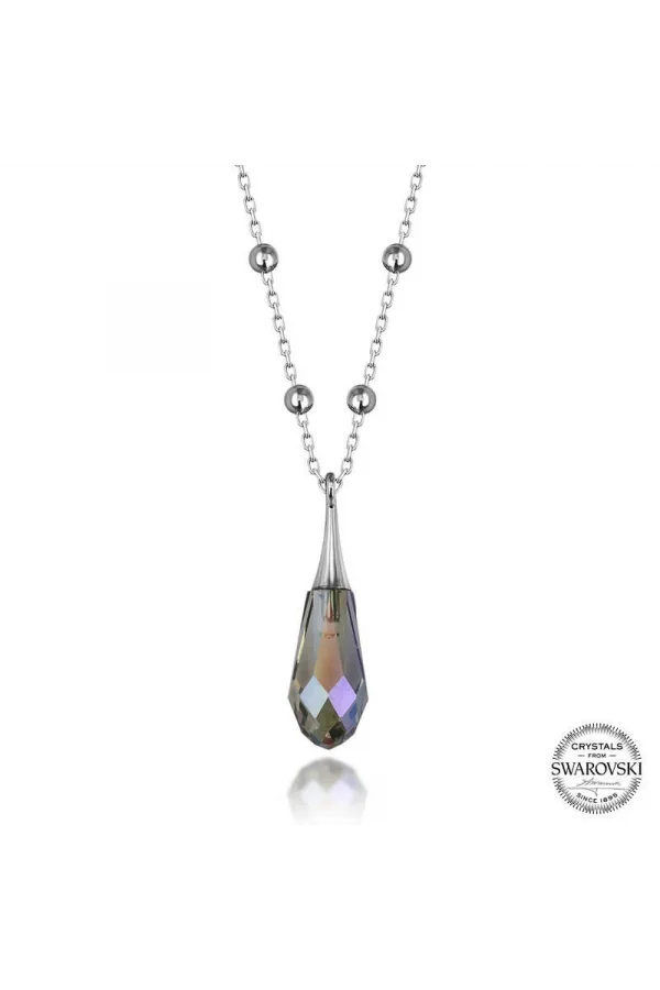 Luz&Pos Swarovski Crystal Taşlı Ametist Top Zincir Gümüş Kadın Kolye