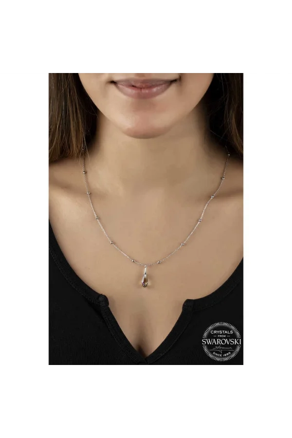 Luz&Pos Swarovski Crystal Taşlı Ametist Top Zincir Gümüş Kadın Kolye
