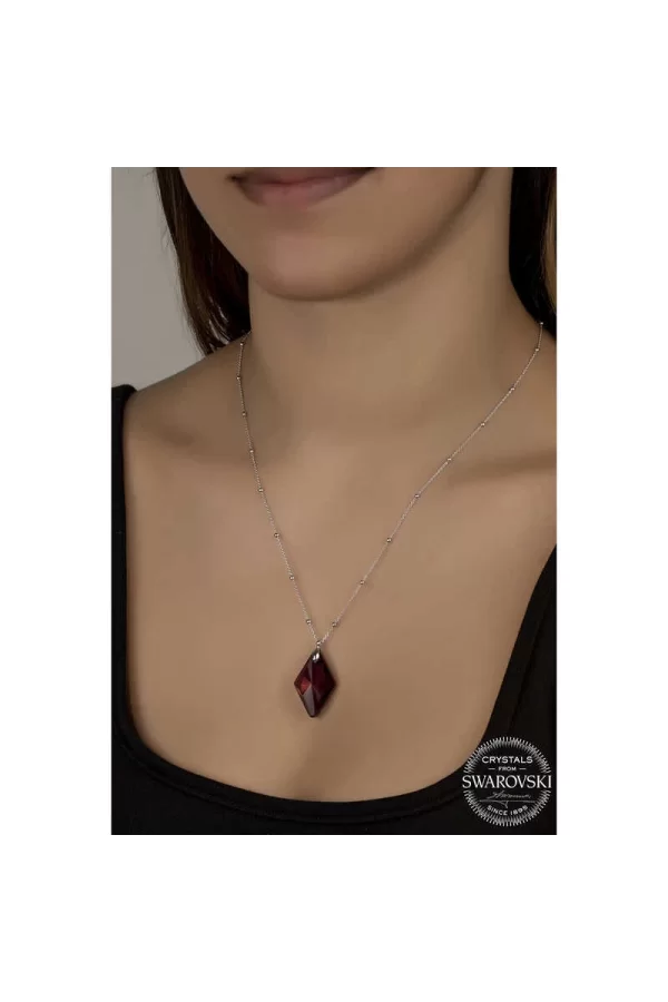 Luz&Pos Swarovski Crystal Taşlı Ametist Top Zincir Gümüş Kadın Kolye