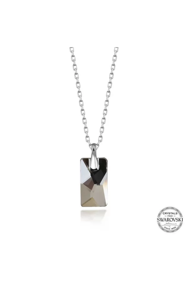 Luz&Pos Swarovski Crystal Taşlı Baget Gümüş Kadın Kolye