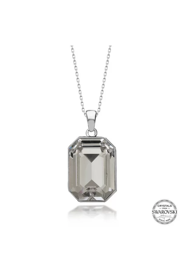 Luz&Pos Swarovski Crystal Taşlı Baget Gümüş Kadın Kolye