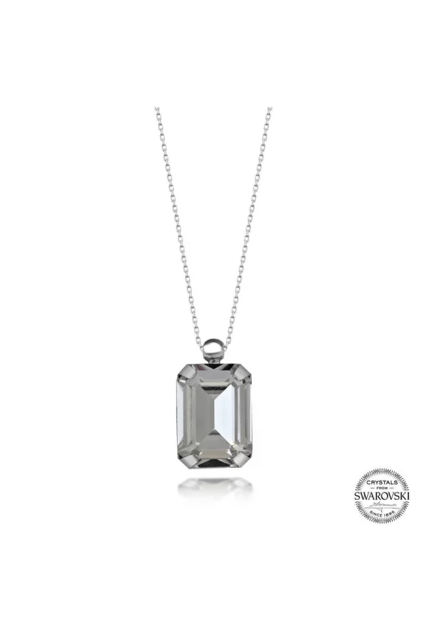 Luz&Pos Swarovski Crystal Taşlı Baget Gümüş Kadın Kolye