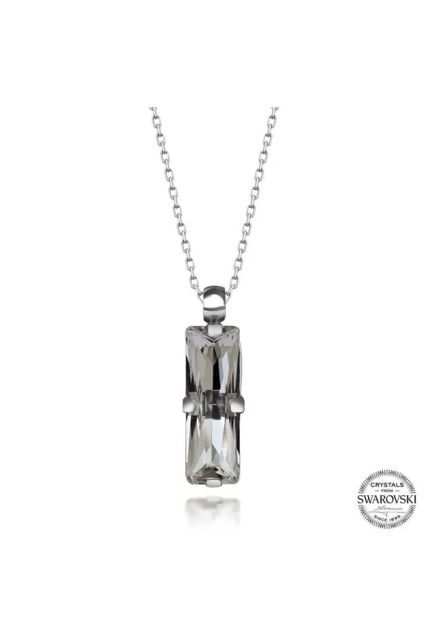 Luz&Pos Swarovski Crystal Taşlı Baget Gümüş Kadın Kolye