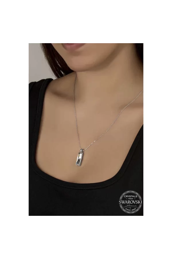 Luz&Pos Swarovski Crystal Taşlı Baget Gümüş Kadın Kolye