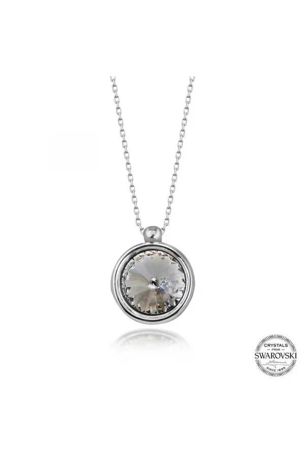 Luz&Pos Swarovski Crystal Taşlı Çerçeveli Gümüş Kadın Kolye