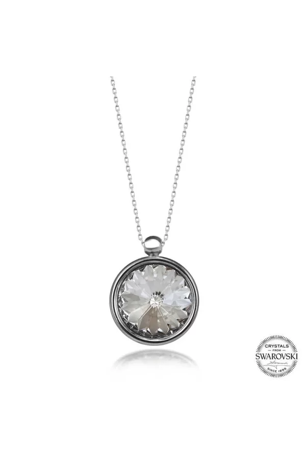 Luz&Pos Swarovski Crystal Taşlı Çerçeveli Gümüş Kadın Kolye