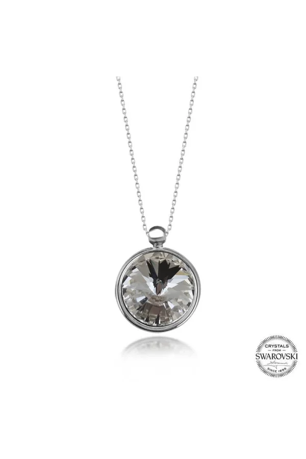 Luz&Pos Swarovski Crystal Taşlı Çerçeveli Gümüş Kadın Kolye