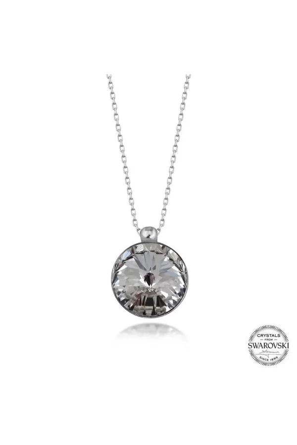 Luz&Pos Swarovski Crystal Taşlı Çerçeveli Gümüş Kadın Kolye