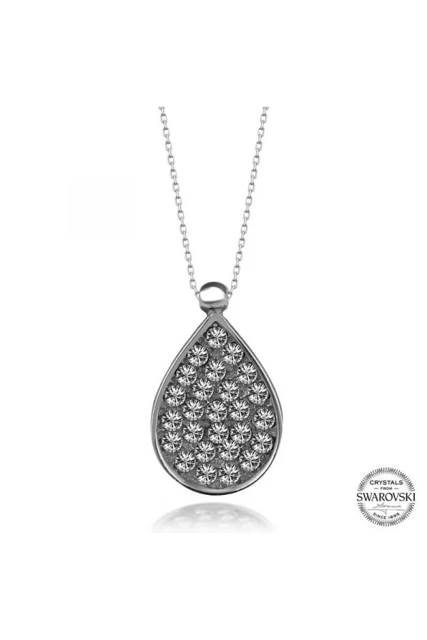 Luz&Pos Swarovski Crystal Taşlı Damla Gümüş Kadın Kolye
