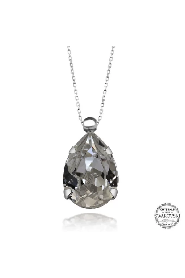 Luz&Pos Swarovski Crystal Taşlı Damla Gümüş Kadın Kolye