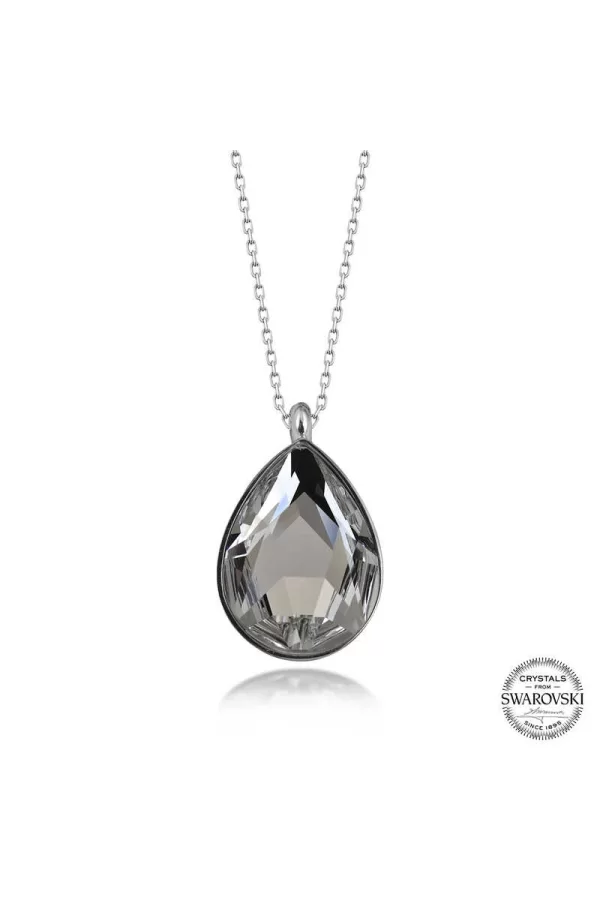 Luz&Pos Swarovski Crystal Taşlı Damla Gümüş Kadın Kolye