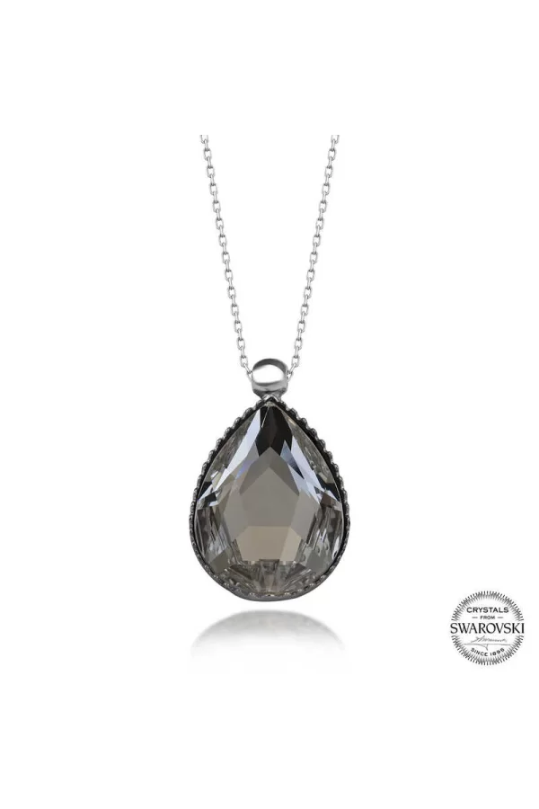 Luz&Pos Swarovski Crystal Taşlı Damla Gümüş Kadın Kolye