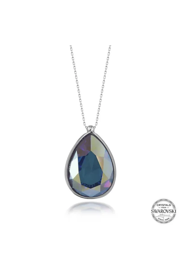 Luz&Pos Swarovski Crystal Taşlı Damla Gümüş Kadın Kolye