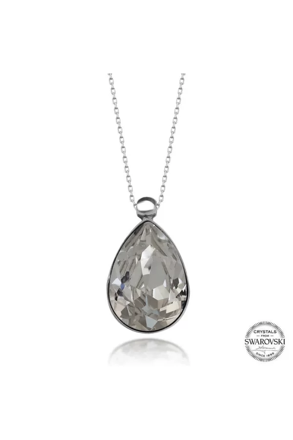 Luz&Pos Swarovski Crystal Taşlı Damla Gümüş Kadın Kolye