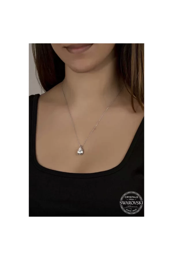 Luz&Pos Swarovski Crystal Taşlı Damla Gümüş Kadın Kolye