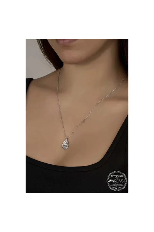 Luz&Pos Swarovski Crystal Taşlı Damla Gümüş Kadın Kolye