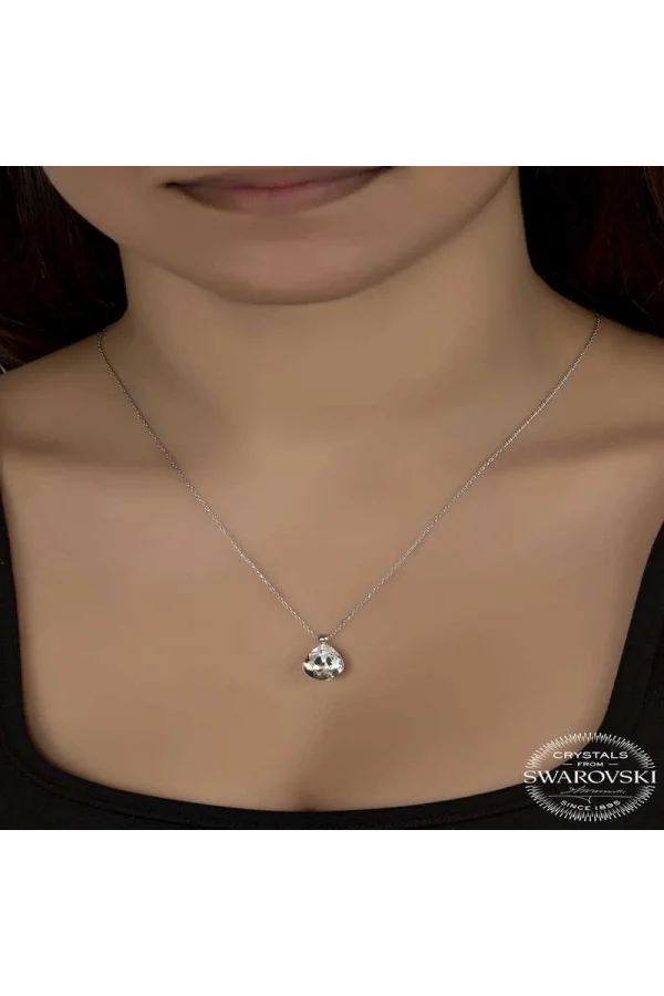 Luz&Pos Swarovski Crystal Taşlı Damla Gümüş Kadın Kolye