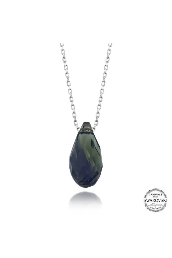 Luz&Pos Swarovski Crystal Taşlı Drop Kesim Gümüş Kadın Kolye