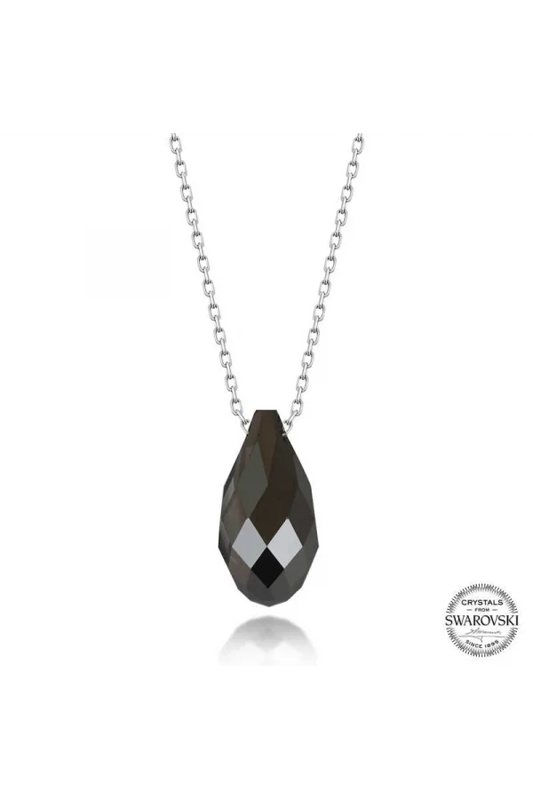 Luz&Pos Swarovski Crystal Taşlı Drop Kesim Gümüş Kadın Kolye