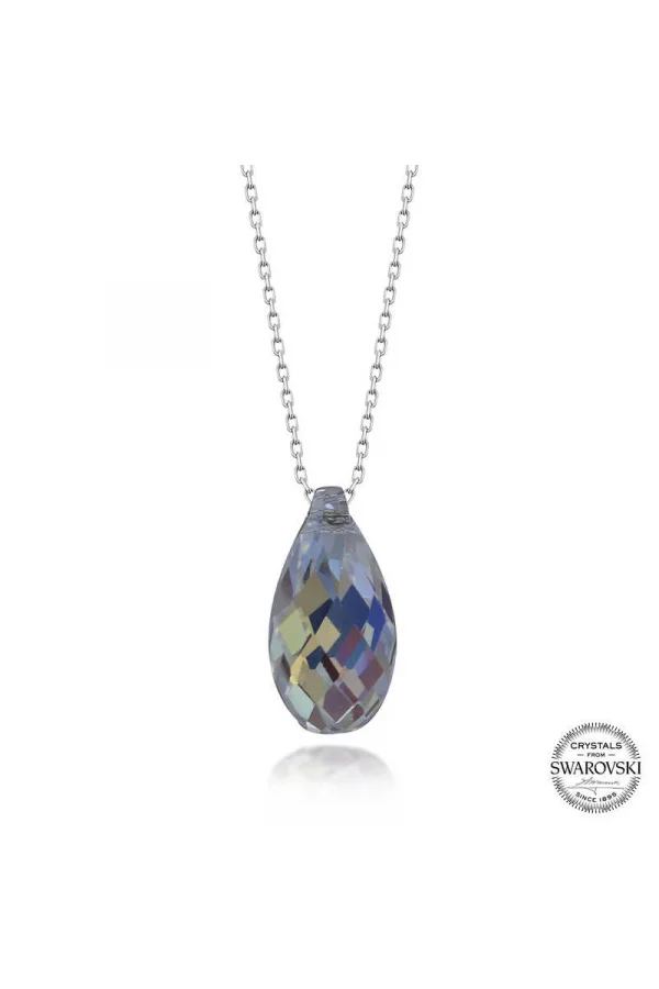 Luz&Pos Swarovski Crystal Taşlı Drop Kesim Gümüş Kadın Kolye