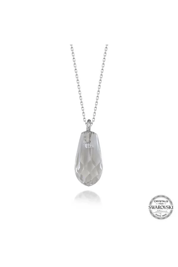 Luz&Pos Swarovski Crystal Taşlı Drop Kesim Gümüş Kadın Kolye