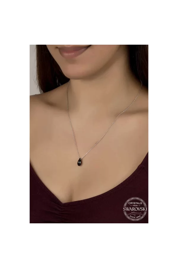 Luz&Pos Swarovski Crystal Taşlı Drop Kesim Gümüş Kadın Kolye