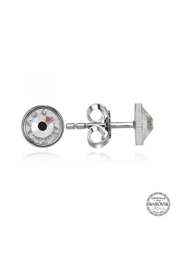 Luz&Pos Swarovski Crystal Taşlı Gümüş  Çivili Kadın Küpe