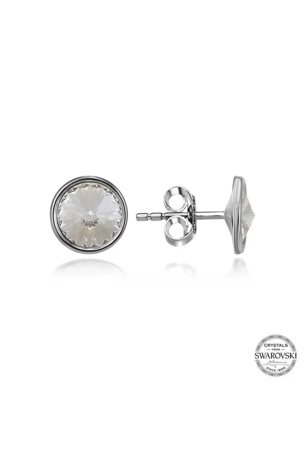 Luz&Pos Swarovski Crystal Taşlı Gümüş Çivili Kadın Küpe